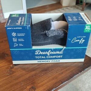 Dearfoams Mens Charcoal Slippers XL 13-14